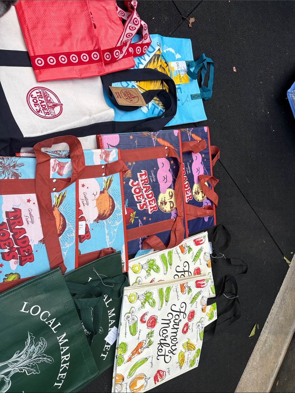 Reusable Tote Bag - Colorful Red/Blue
